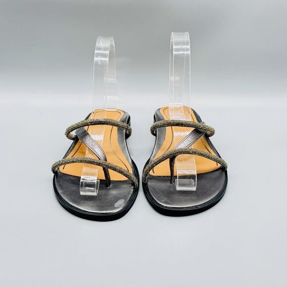 Vionic Sandals Womens 6.5 Silver Metallic Prism Rhinestone Strap Slide Comfort - Picture 3 of 11